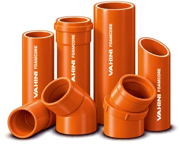 Orange Vahini FOAMCORE pipes with socketed bends