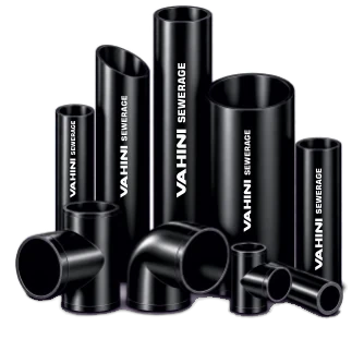 Black Vahini HDPE sewerage pipes with black tees and elbows