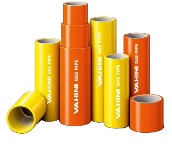 Vahini PE gas pipes in yellow and orange