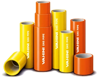 Vahini PE gas pipes in yellow and orange