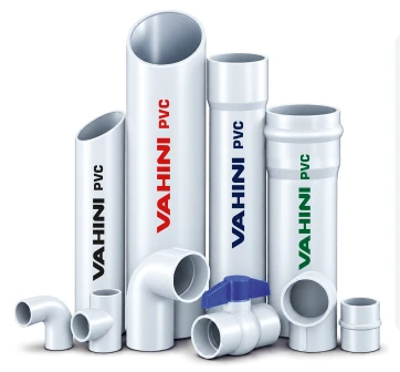 Vahini PVC pressure pipes with elbows, tees and a blue-handled ball valve